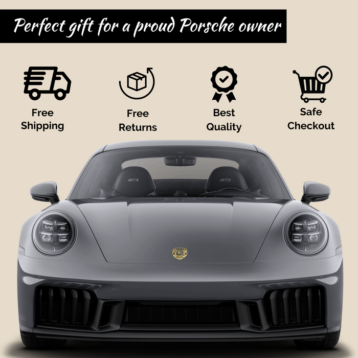 EliteAuto3K Black & Gold Crest Emblem for Porsche Hood or Wheels