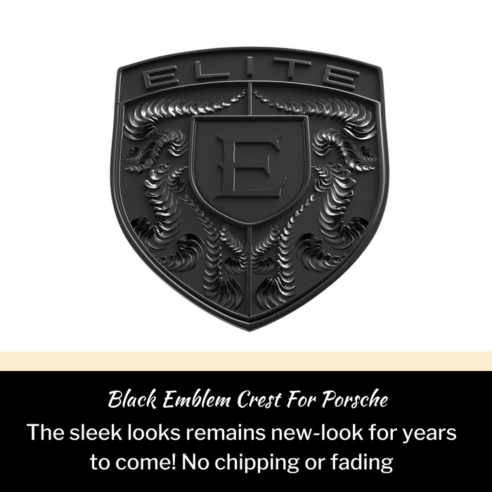 EliteAuto3K Black Crest Emblem for Porsche Hood or Wheels