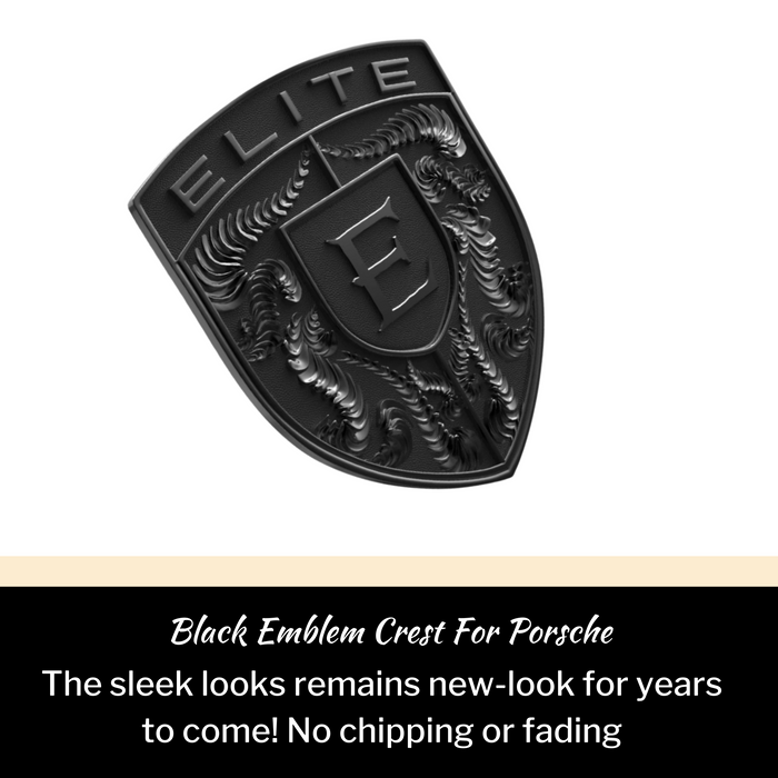 EliteAuto3K Black Crest Emblem for Porsche Hood or Wheels