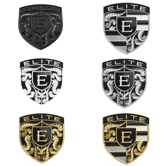 EliteAuto3K Black & Gold Crest Emblem for Porsche Hood or Wheels