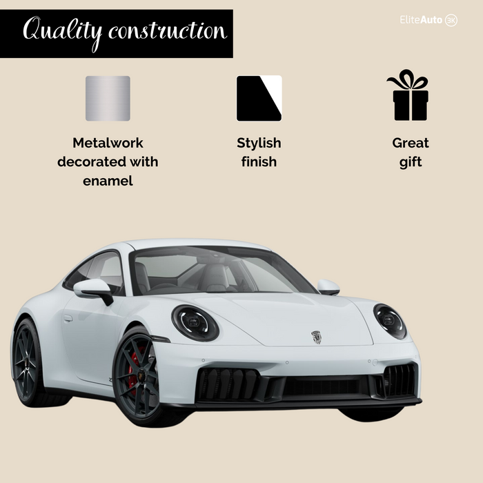 EliteAuto3K Silver & Black Crest Emblem for Porsche Hood or Wheels