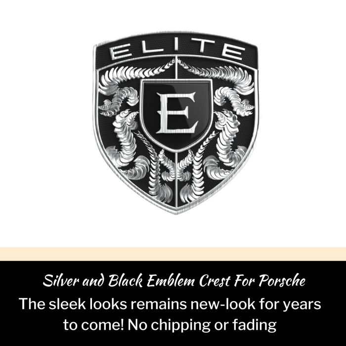 EliteAuto3K Silver & Black Crest Emblem for Porsche Hood or Wheels