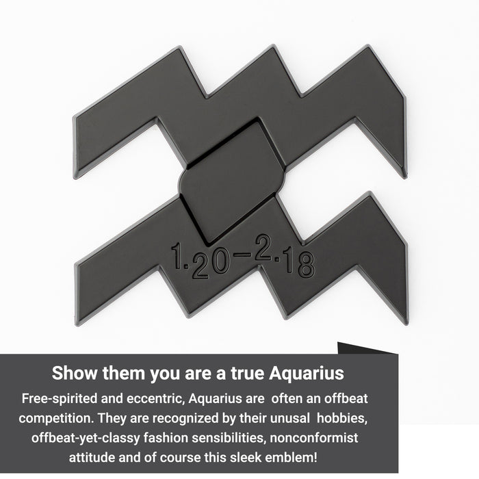 Aquarius 3D Matte Black Zodiac Auto Emblem