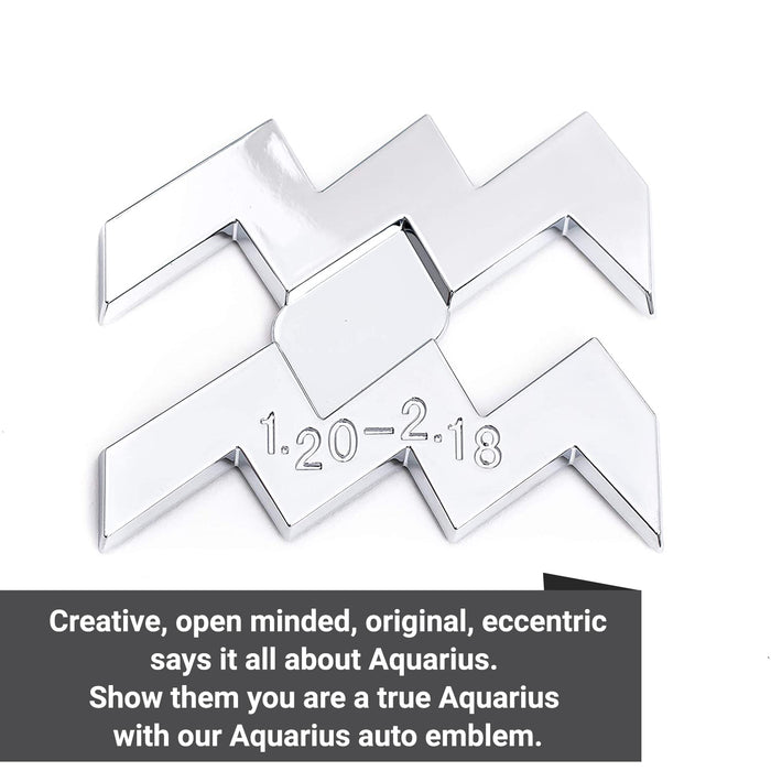 Aquarius 3D Chrome Zodiac Auto Emblem & Decal