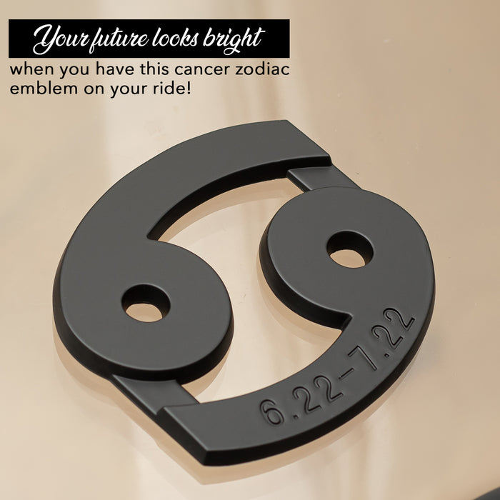 Cancer 3D Matte Black Zodiac Auto Emblem