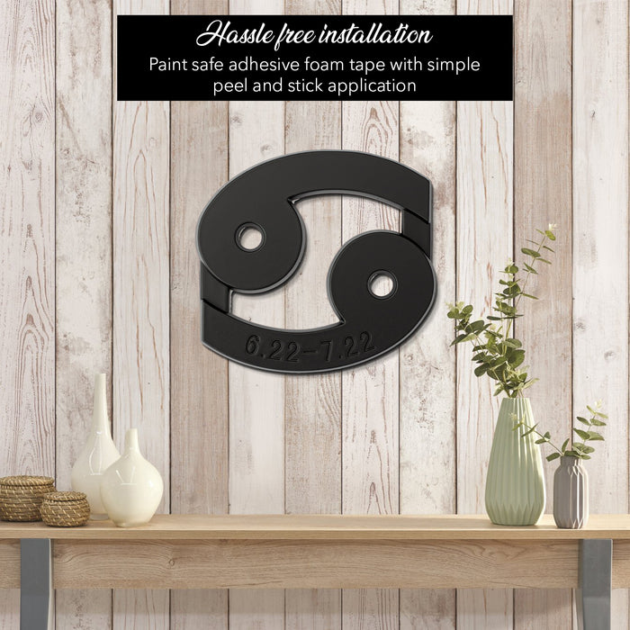 Cancer 3D Matte Black Zodiac Auto Emblem