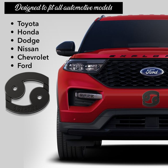 Cancer 3D Matte Black Zodiac Auto Emblem