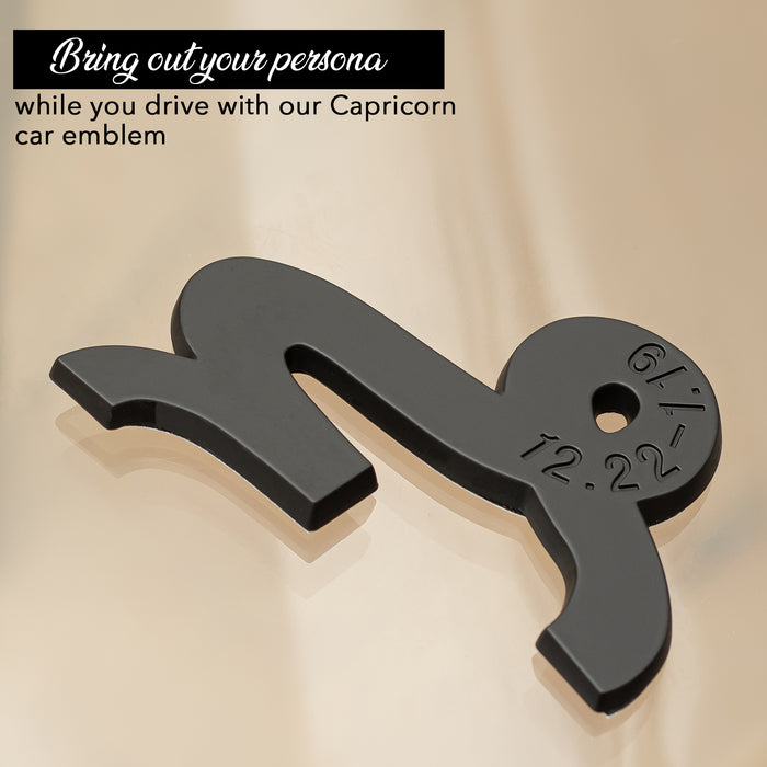 Capricorn 3D Matte Black Zodiac Auto Emblem