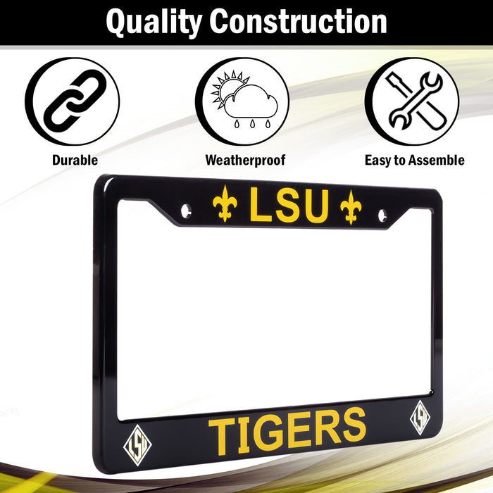 LSU Tigers Black License Plate Frame Cover