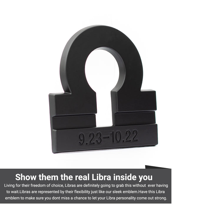Libra 3D Matte Black Zodiac Auto Emblem