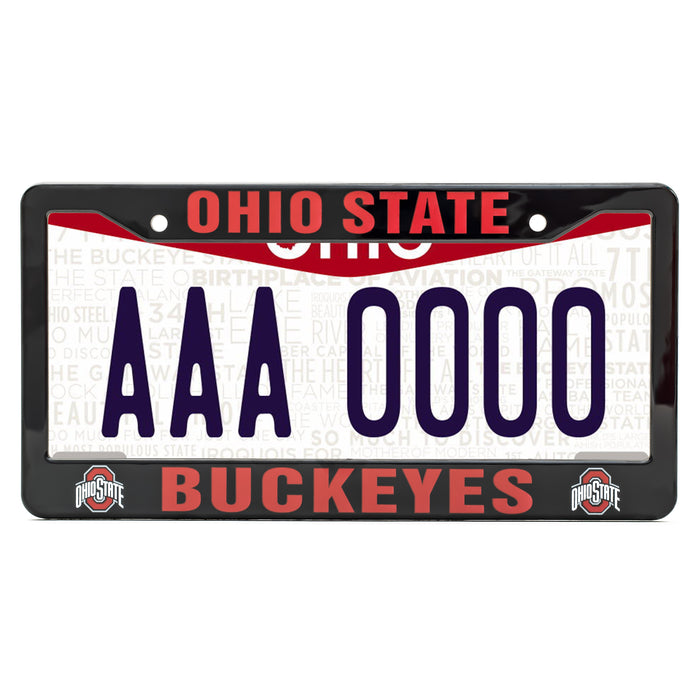 Ohio State Buckeyes Black License Plate Frame Cover