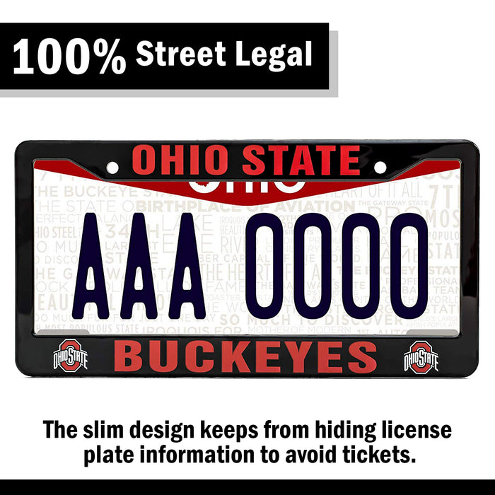 Ohio State Buckeyes Black License Plate Frame Cover