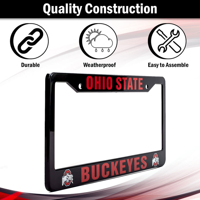 Ohio State Buckeyes Black License Plate Frame Cover