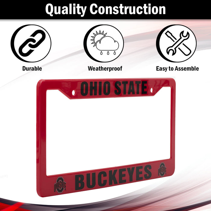 Ohio State Buckeyes Red And Black License Plate Frame Cover
