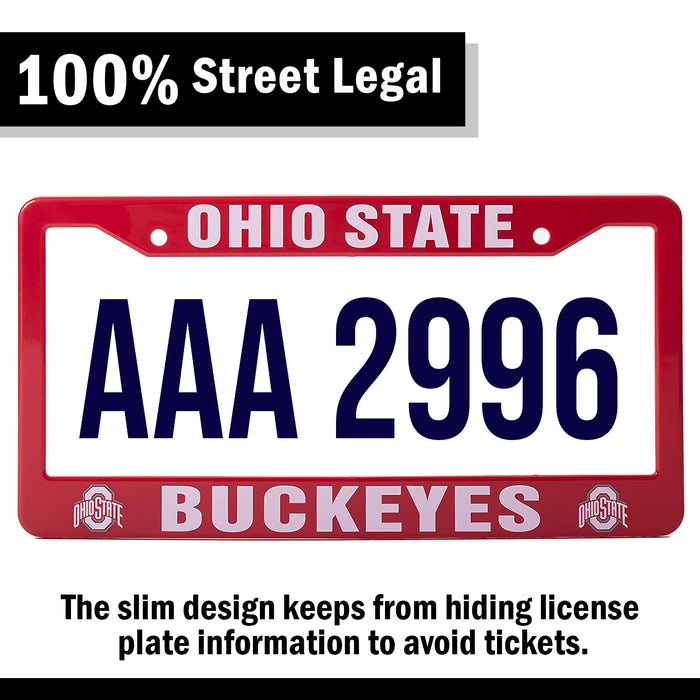 Ohio State Buckeyes Red And White License Plate Frame Cover