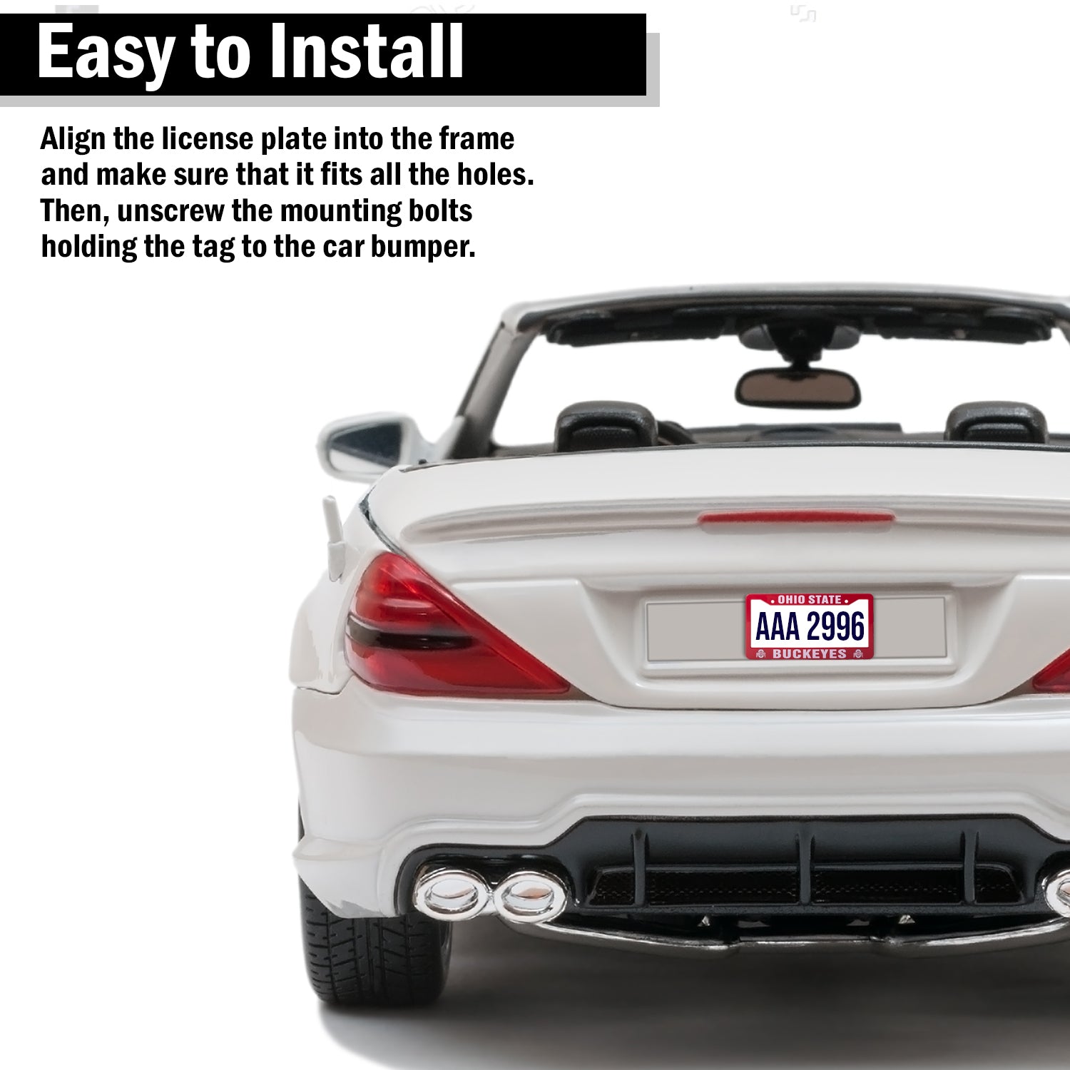 Ohio State Buckeyes Red And White License Plate Frame Cover | ads