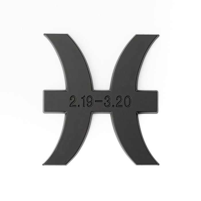 Pisces 3D Matte Black Zodiac Auto Emblem