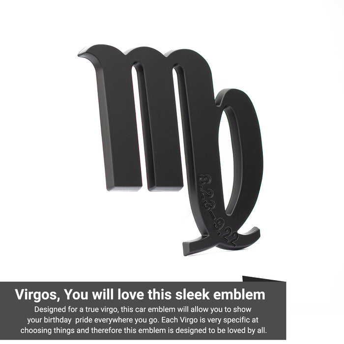Virgo 3D Matte Black Zodiac Auto Emblem