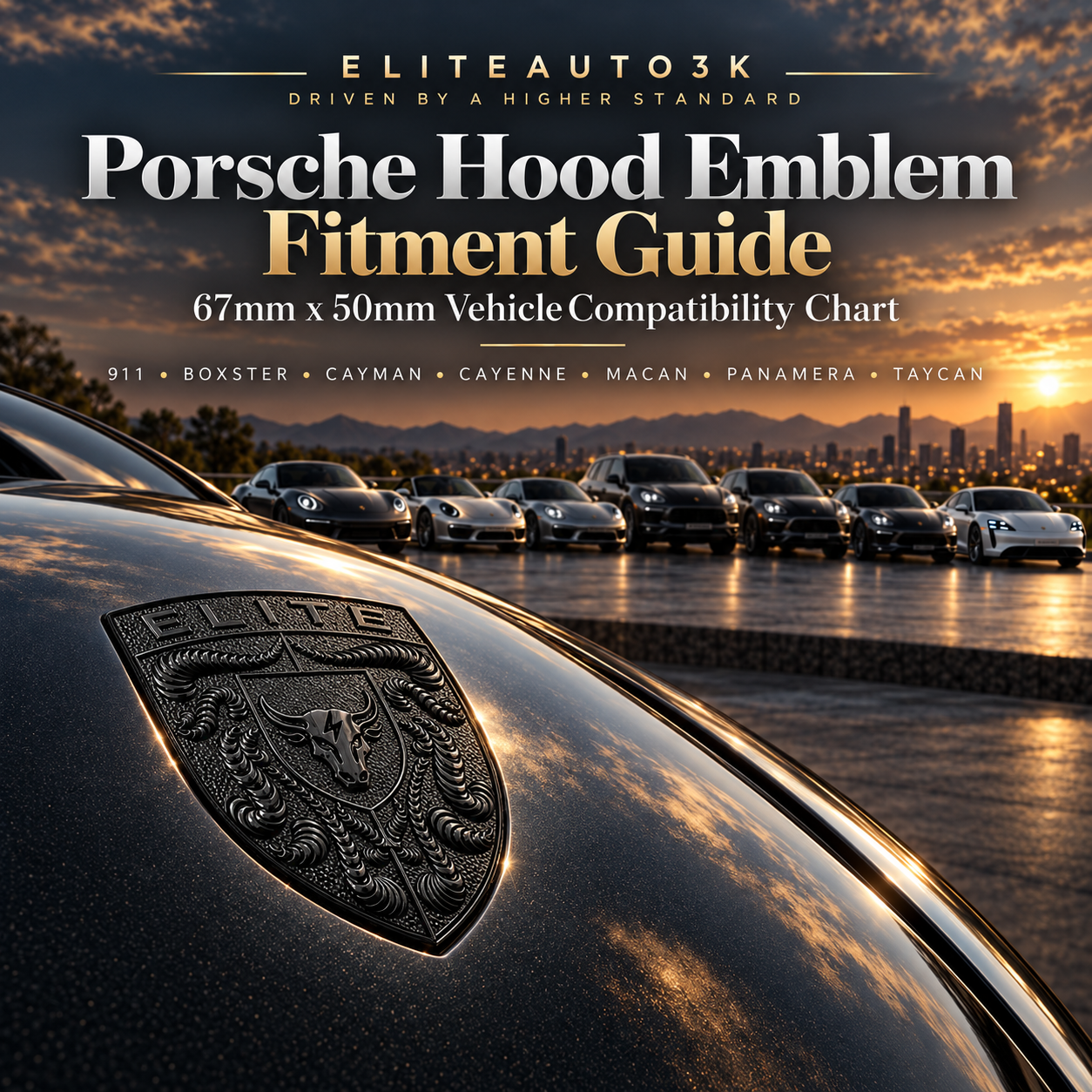 Porsche Hood Emblem Fitment Guide – 67mm x 50mm