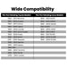 Compatibility chart listing compatible Toyota and Lexus vehicle models under the heading 'Wide Compatibility' on a white background.
