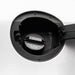 Close-up of a Toyota Lexus Fuel Gas Cap 77310-48020 installed into a white vehicle fuel tank opening, with the fuel cap visible inside and warning text printed on the cap.