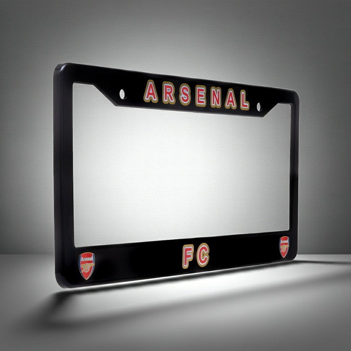 Black Arsenal FC license plate frame on a gray background