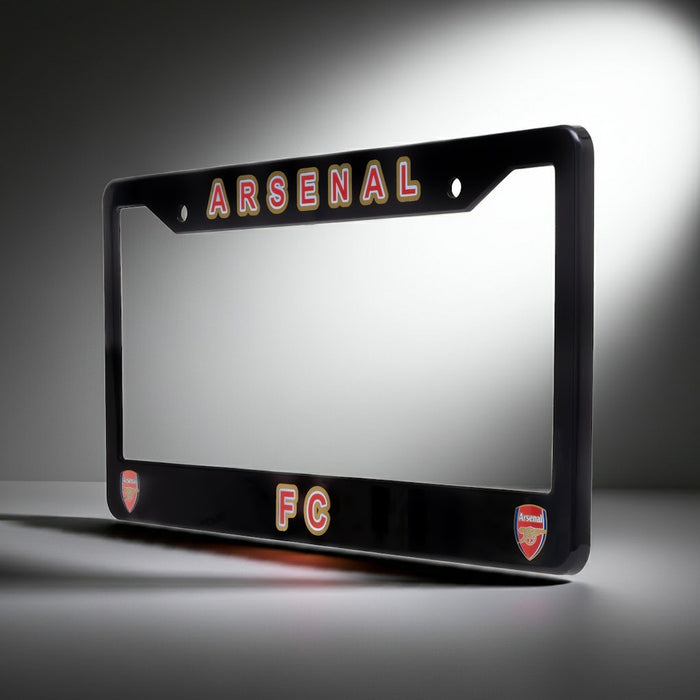 Black Arsenal FC license plate frame on a gray background