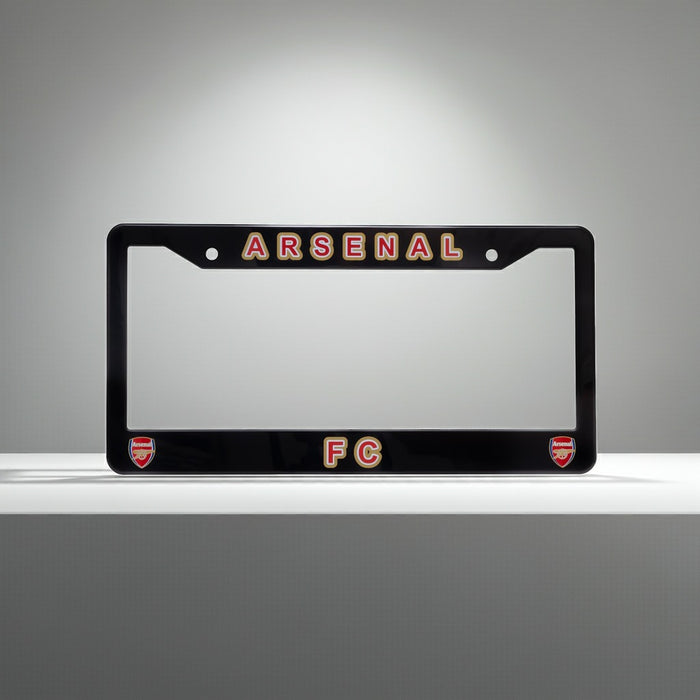 Black Arsenal FC license plate frame on a gray background