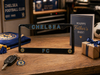 Chelsea FC license plate frame on a table with football-themed decor