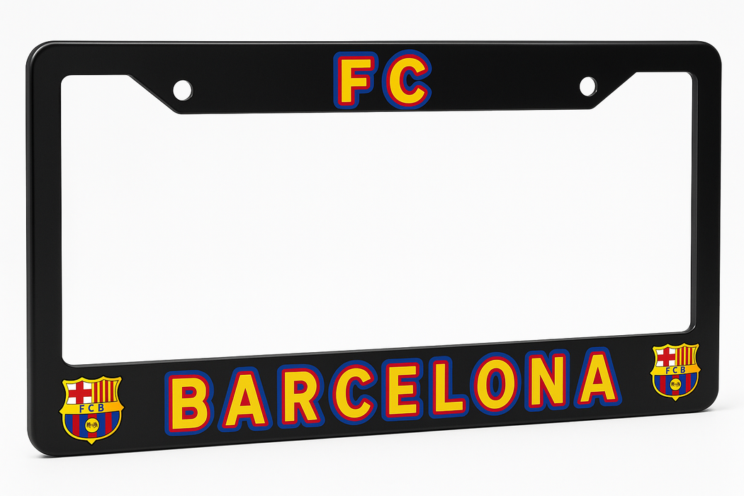 FC Barcelona License Plate Frame Cover – Black - EliteAuto3K