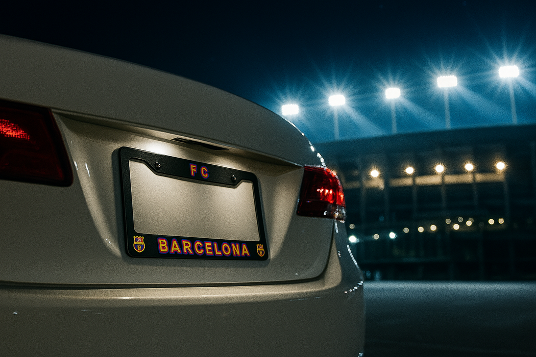 FC Barcelona License Plate Frame Cover – Black – 12.25” x 6.25”