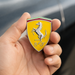 Ferrari 3D Shield Emblem – Yellow Chrome Car Badge 3" x 3"