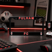 Fulham FC license plate frame on a desk with sports-themed decor