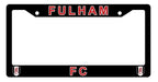 Black license plate frame with 'FULHAM FC' text and logo on a white background