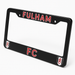 Black license plate frame with 'Fulham FC' text and logo on a white background