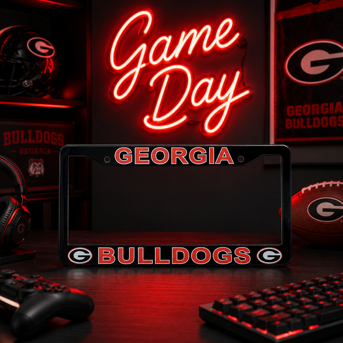 Georgia Bulldogs License Plate Frame – Black UGA Car Tag Cover