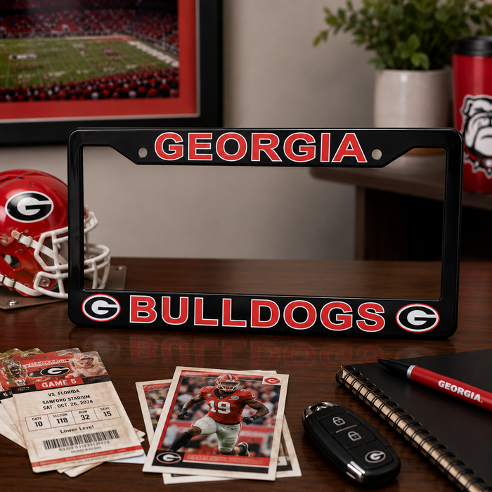 Georgia Bulldogs License Plate Frame – Black UGA Car Tag Cover