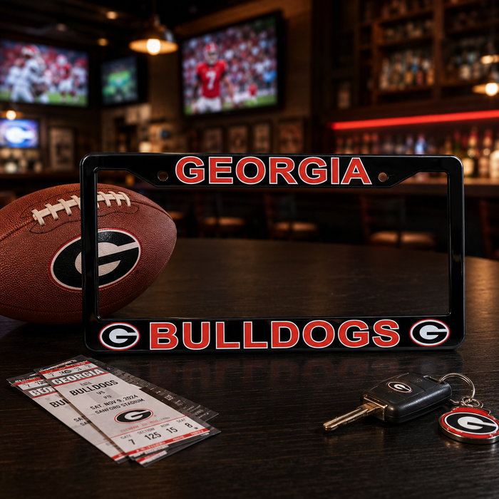Georgia Bulldogs License Plate Frame – Black UGA Car Tag Cover