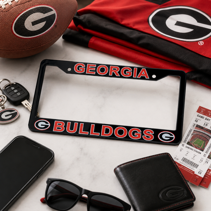 Georgia Bulldogs License Plate Frame – Black UGA Car Tag Cover