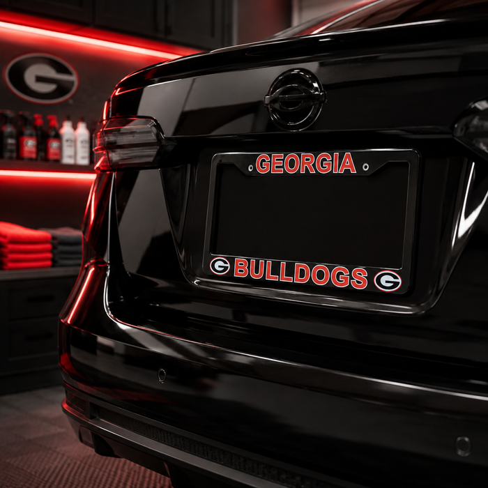Georgia Bulldogs License Plate Frame – Black UGA Car Tag Cover