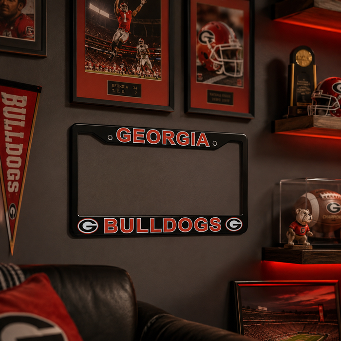 Georgia Bulldogs License Plate Frame – Black UGA Car Tag Cover