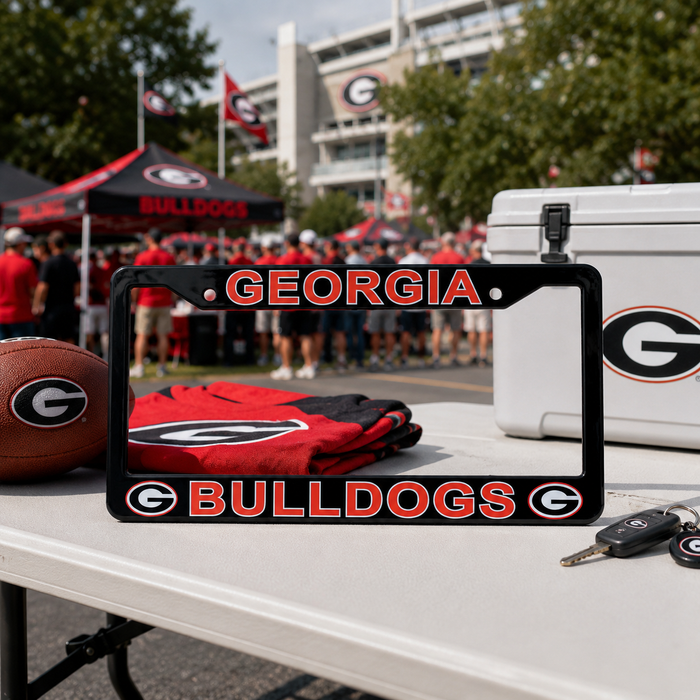 Georgia Bulldogs License Plate Frame – Black UGA Car Tag Cover