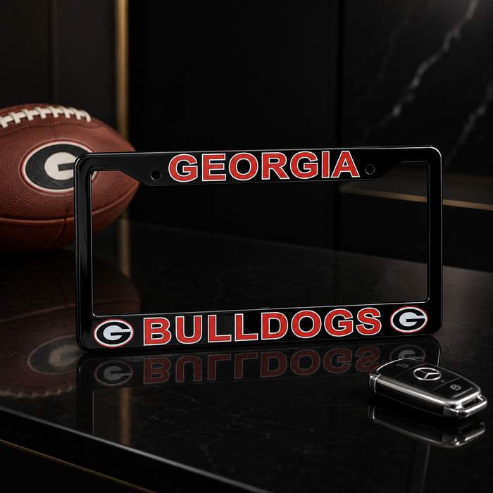 Georgia Bulldogs License Plate Frame – Black UGA Car Tag Cover