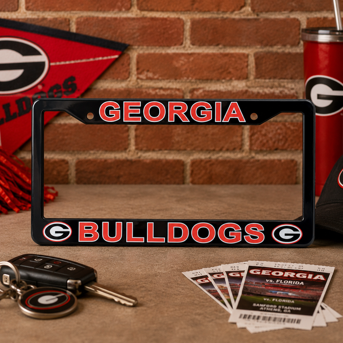Georgia Bulldogs License Plate Frame – Black UGA Car Tag Cover
