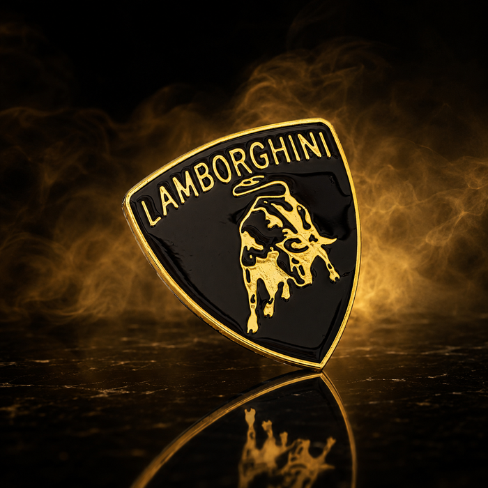 Lamborghini Black & Gold 3D Shield Emblem – 3" Car Badge