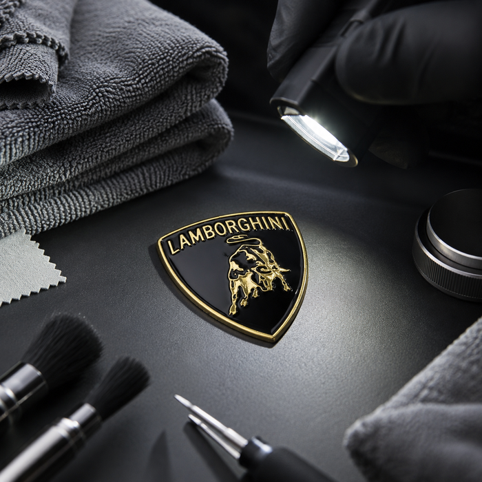 Lamborghini Black & Gold 3D Shield Emblem – 3" Car Badge