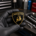 Lamborghini Black & Gold 3D Shield Emblem – 3" Car Badge