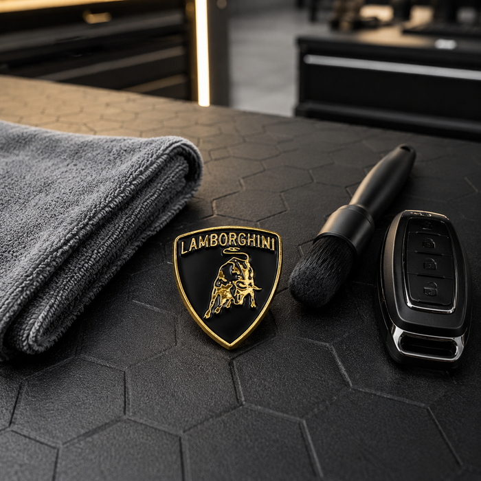 Lamborghini Black & Gold 3D Shield Emblem – 3" Car Badge