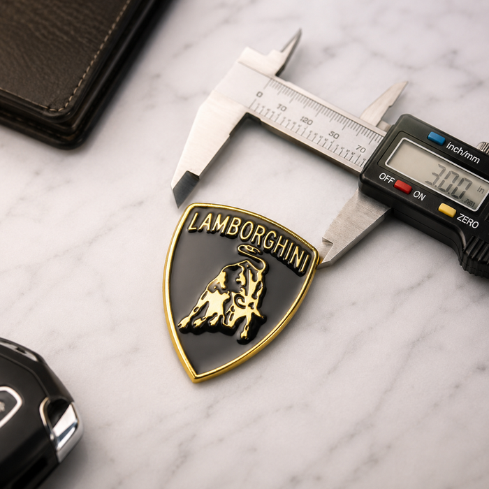 Lamborghini Black & Gold 3D Shield Emblem – 3" Car Badge