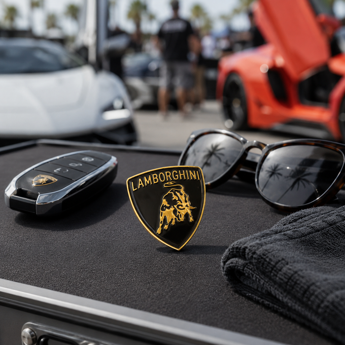 Lamborghini Black & Gold 3D Shield Emblem – 3" Car Badge